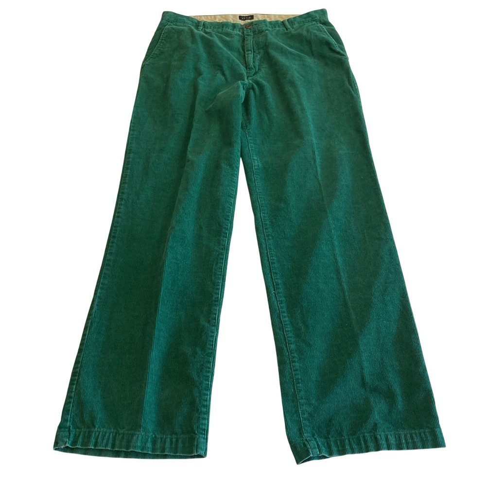 Izod Mens CORDUROY Pants 36x34 (Fit 34x32) Emerald Green Cotton Straight Leg